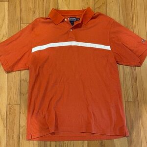 Chaps Men's Polo Shirt in Orange with White Stripe